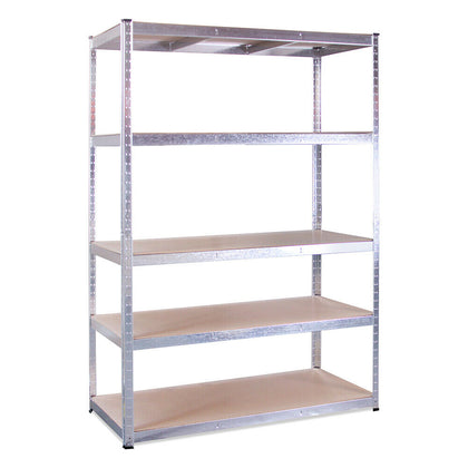 5 Tier Galvanised Metal Deep Wide Garage Shelving Racking Storage 180x120x60cm