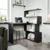 Mondeer L Shaped Computer Desk Corner Desk 360 Degree Rotatable Shelve Black