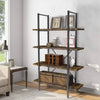 Industrial Bookcase Rustic Shelf Unit Metal Storage Display Cabinet Wood Shelves