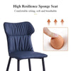 2X Blue Dining Chairs Faux Leather Ergonomic Back Soft Cushion With Metal Legs