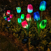 LED Solar 3-Tulip Flower Light Outdoor Waterproof Garden Lawn Stake Lamp UK