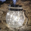 LED Solar Lamp Cracked Glass Ball Hanging Light Outdoor Garden Yard Decor UK