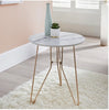 Patina Marble Top Side Table with Gold Metal Legs Vintage Lounge Living Room