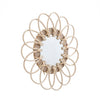 28cm Boho Flower Rose Rattan Frame Glass Wall Mirror Round Hanging Hallway Decor