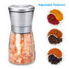 2x Salt Pepper Grinder Set Stainless Steel Glass Shaker Adjustable Mill Coarse