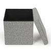 GREY LARGE LINEN FOLDING STORAGE OTTOMAN POUFFE SEAT FOOT STOOL STORAGE BOX UK