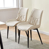 Pair Cream Faux Leather Dining Chairs Metal Legs Padded Modern Dining Room Chair