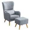 Vintage Accent Armchair and Footstool Tub Wing Chair Reclining Bedroom Lazy Sofa