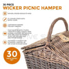 4 Person Luxury Wicker Basket Outdoor Picnic Hamper Set with Rug/Blanket Willow