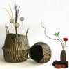 Flower Plants Seagrass Woven Storage Pots Bag Wicker Basket Straw Home Decor -C