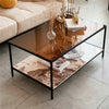 Large Mirrored Glass Coffee Table Center Side Table for Living Room Furniture