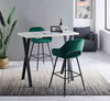2X Bar Stools Fabric Breakfast Chairs Padded Seat Metal Leg Black Dining Kitchen
