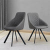 2X Brown/Grey Faux leather/Velvet Dining Chairs Set Kitchen Dining Room Chairs