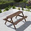 Outdoor Garden Patio Wooden Picnic Table Pub Beer Bar Bench Chair W/Parasol Hole