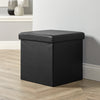 Folding Ottoman Black Faux Leather Chest Solid Sturdy Storage Space Saving Box
