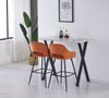 2X Bar Stools Fabric Breakfast Chairs Padded Seat Metal Leg Black Dining Kitchen