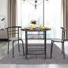 Small Table and 2 Chairs 3PCS Bar Kitchen Dining Breakfast Furniture Set W/Shelf