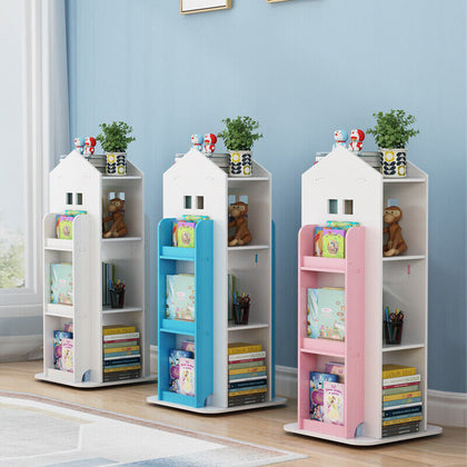 Rotating Kids Bookcase Book Shelf Free Standing Books Toys Storage Display Shelf