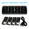 4x Rechargeable Battery Pack + Controller Charger Dock Station for Nintendo Wii