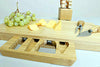 Bamboo Cheese Board Set With 4 Knives Serving Tray Slide Out Drawer Platter