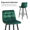 2X Green Velvet Bar Stools Breakfast Pub Chair With Footrest Modern 65 cm seat