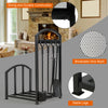 Fireplace Log Rack Fireside 5 PCS Firewood Holder with Tong Brush Shovel Poker