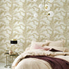 Pandore Palm Leaves Wallpaper Textured Rasch 406818 White / Gold