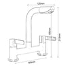 Kitchen Sink Mixer Taps Tap Faucet 1/4 Turn Easy Use 2 Hole Deck Mounted Lever.