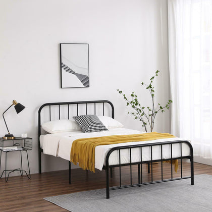 Single Double Bed Solid 3ft 4ft6 Metal Beds Frame Bedroom For Kids Adults