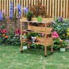Potting Bench Table Wood Garden Potting Table Planting Work Station with Shelves