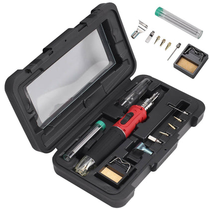 Professional Soldering Iron Kit Gas Butane Auto Ignition Torch And Plastic Case