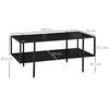 Coffee Table with Tempered Glass Top, Cocktail Table with Storage & Steel Frame