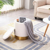 Velvet Round Ottoman Footrest Stool Compact Vanity Seat with/without Storage