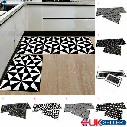2PCS Home Kitchen Floor Mat Non Slip Runner Anti Fatigue Rug Set Door Decor