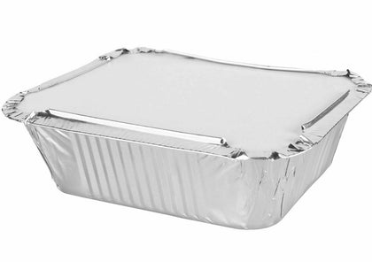 ALUMINIUM FOIL FOOD CONTAINERS+LIDS x 100 No.2 PERFECT FOR HOME AND TAKEAWAY USE