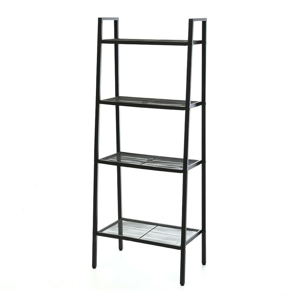 4-Tier Storage Shelves Ladder Bookshelf Industrial Bookcase Metal Flower Stand