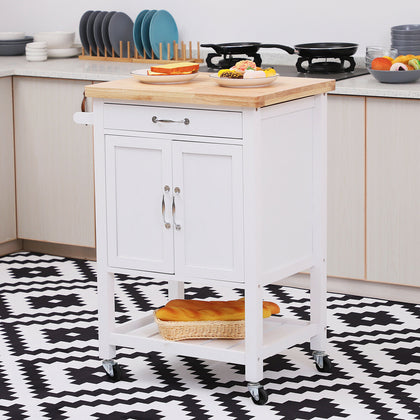 Kitchen Storage Trolley Cart Rolling Wheels Shelves Cupboard W/ Drawer