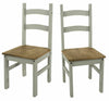 Pair of Premium Corona Grey Washed Solid Wood Dinning Table chairs (x2)