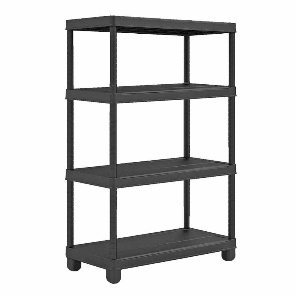 5 or 4 Tier Plastic Shelf Shelving Shelves Rack Racking Home Storage Unit Black