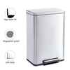 30L 50L Stainless Steel Fingerprint-Proof Pedal Waste Bin Rubbish Trashcan
