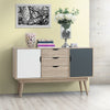 Scandinavian Large Sideboard Nordic Retro Cupboard Unit Scandi Buffet Grey White