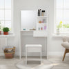 Modern Dressing Table Corner Vanity Set Makeup Desk w/ Drawer,Mirror & Shelves