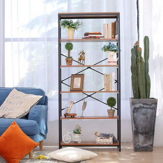 Tall Bookshelf Ladder Shelf Bookcase Industrial Storage Display Shelving Stand