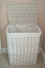 Lidded Wicker Linen Laundry Bin Basket with Cotton Liner