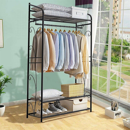 Coat Stand Shoe Rack with Shelves & Hanging Rail Storage Hall Entryway Bedroom