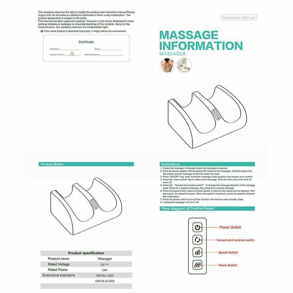 Foot Leg Kneading Massager Machine Electric Blood Booster Circulation Relief UK