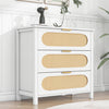 Chest of Drawers 3 Rattan Drawers White Storage Cabinet Home Bedroom Furniture