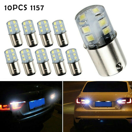 10pcs1157 LED Reverse Brake White Light Bulbs Tail Stop Light Parking Bulbs 12v