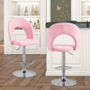2 Pcs Bar Stools Velvet Breakfast Bar Chairs Swivel Gas Lift Kitchen Dining Room