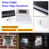 MODERN HOUSE SIGN PLAQUE DOOR NUMBER STREET GLASS ALUMINIUM EFFECT SOLAR LIGHT